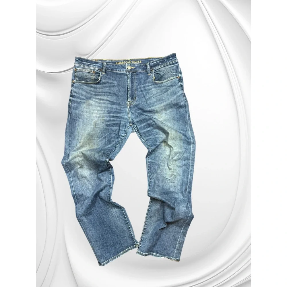 American Eagle Outfitters Mens Blue Straight Leg Denim Jeans 38x32 Medium Wash